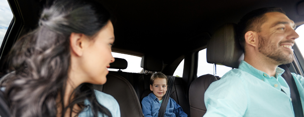 A family traveling in a vehicle