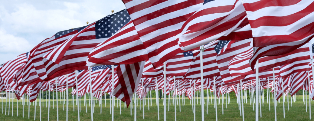 A close up of the flags