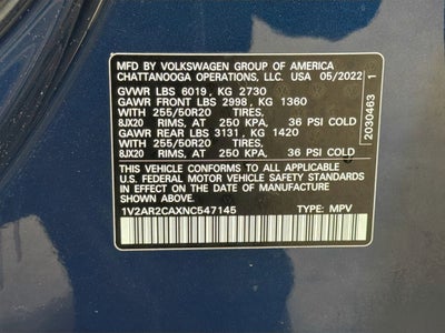 2022 Volkswagen Atlas 3.6L V6 SEL R-Line